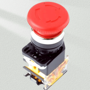 Mushroom lock button switch aluminum head silver 1NO + 1NC LA38 22mm